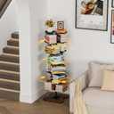 Cidaziya 7 Tier Rotating Bookshelf, 360° Display Spinning Bookcase, Metal Corner Bookcases Storage Rack, Tall Floor Standing Revolving Bookshelves Narrow Book Shelf Organizer for Home Office, Black