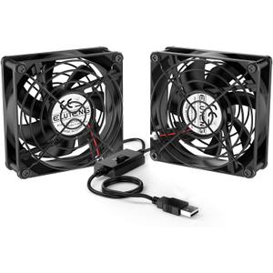 ELUTENG Dual USB Fan 80mm, 3 Speed Adjustable USB Ventilator with 2750RPM 5V Fan for Computer/Laptop/Router/TV Cabinet/DVR/Xbox/Game Console Cooling
