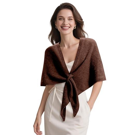 X-KIDS Pashmina Wraps for Women Poncho Shawls for Evening Dresses Top Casual Knitted Triangle Cashmere Scarf for Fall Winter, 70.8x43in