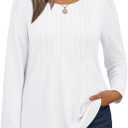 WYNNQUE Women's Plus Size Tops Long Sleeve Shirts Fall Outfits 2025 Trendy Pleated Blouses Dressy Casual Tops Clothes (XXL)