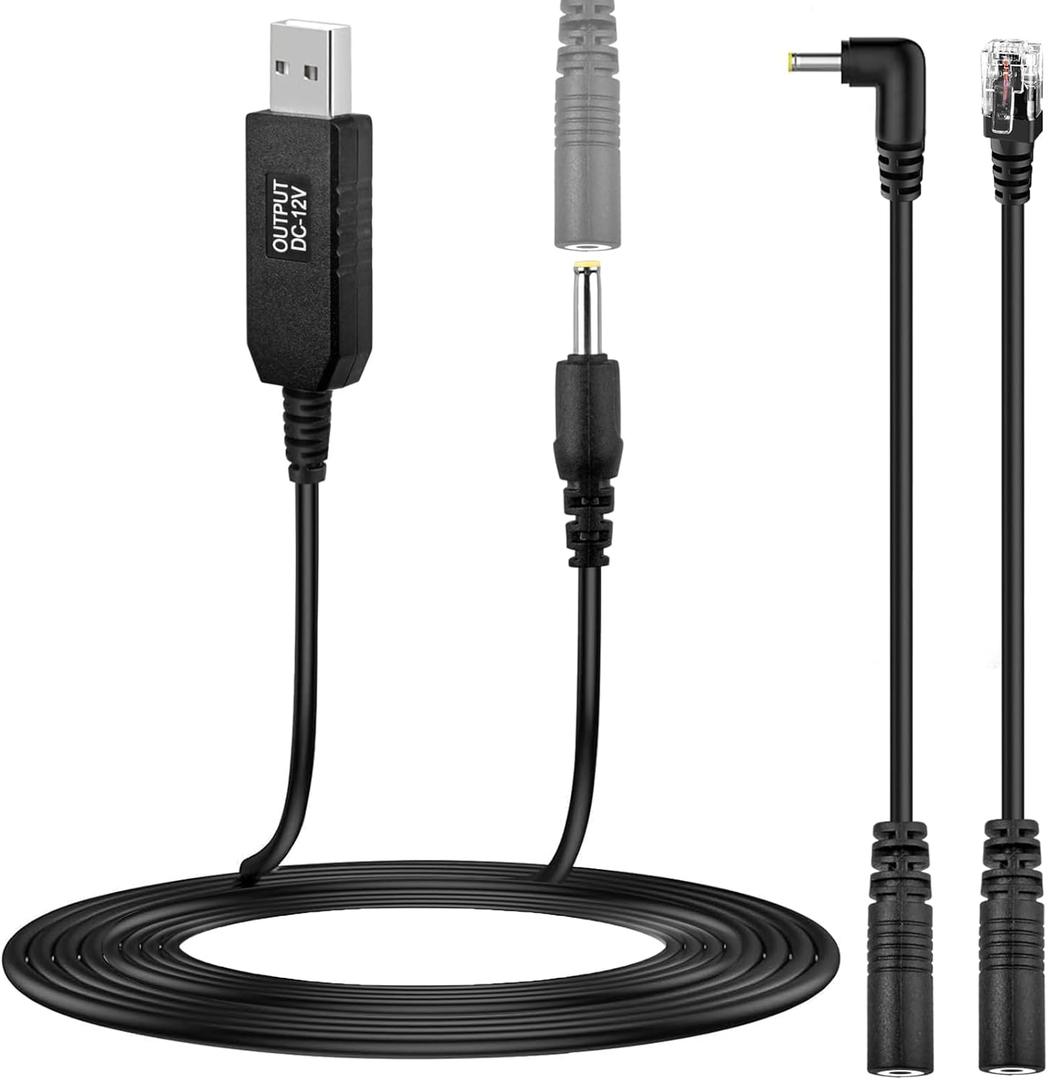 Xislet 3 in 1 Radar Detector Power Cord, 6.8ft USB to DC Step Up Converter Cable Power with RJ11 Connector Plug Cable/DC Jack 3.5mm/Angle Adapter Fits for Escort Valentine One Beltronics Cobra