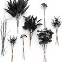 Ling's Moment Artificial Greenery Stems Box Set, 36pcs with 8 Kinds of Faux Flowers Picks for DIY Bridal Bouquets Wedding Floral Arrangement Table Centerpieces, Black