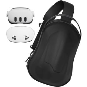 APEXINNO Hard Carrying Case for Meta Quest 3S/3, Large Storage Shoulder Bag, Travel Case Compatible with Battery Head Strap (black)