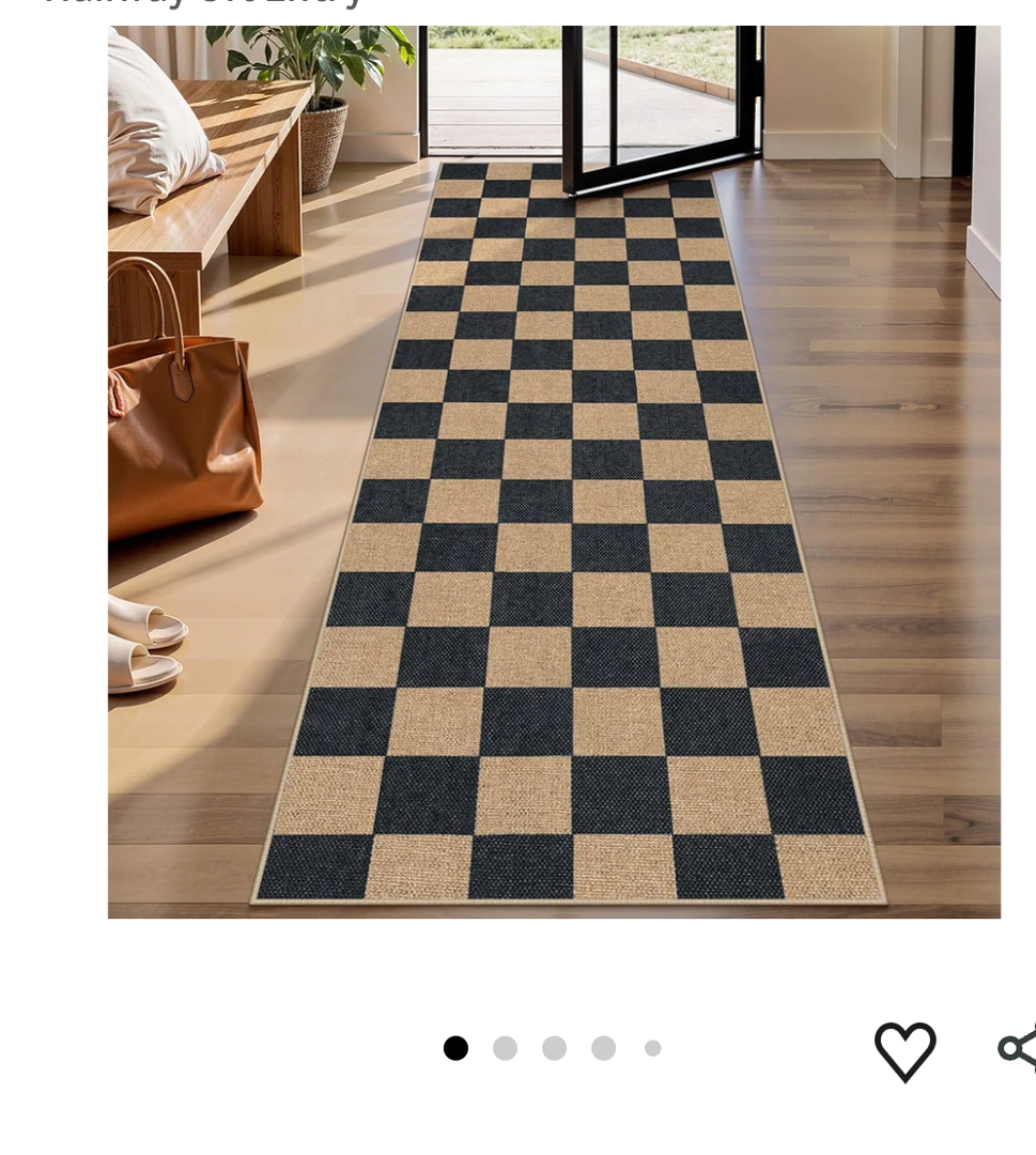 Lahome Checkered Easy Jute Runner Rug, 2x8 Kitchen Rug Non Slip Washable Outdoor Runner for Entryway Indoor, Checkerboard Black Indoor Outdoor Carpet for Hallway 8ft Entry