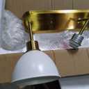 3-Light Modern Bathroom Light Fixtures Gold, 26.77 in Rustproof Bathroom Vanity Lights with White Metal Shades, Modern Bath Wall Sconces for Kitchen Hallway E26 Base