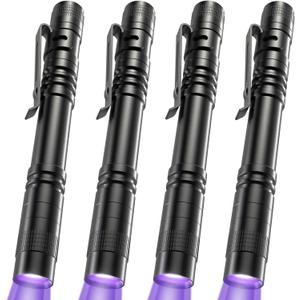COSOOS UV Black Light Flashlights, 4 Pack 395nm Mini Pen Lights with Clip, Waterproof Ultraviolet Flashlights for AC Leak, Pet Urine, Scorpion, Hotel Inspection, Dry Stain and Bed Bug Detection