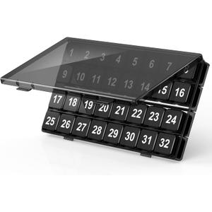 Monthly Pill Organizer Once a Day - 30 Day Pill Organizer Box - Easy to Open - Large Compartments Portable Case for Travel, Month Pill Cases Medicine Organizer for Vitamin (Black-32 Compartments)