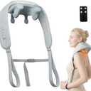 Cordless Neck Massager with Heat for Pain Relief,6D Kneading Shiatsu Neck and Shoulder Massager Deep Tissue with Remote,Use at Home, Office, Car - Gifts for Mothers Fathers Day(White Gray)