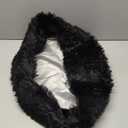 Plush Donut Pet Bed, Round Fluffy Calming Dog Cat Bed, Pink Shaggy Faux Fur, Comfortable Cushion for Small Medium Pets (Black, Diameter 50cm)