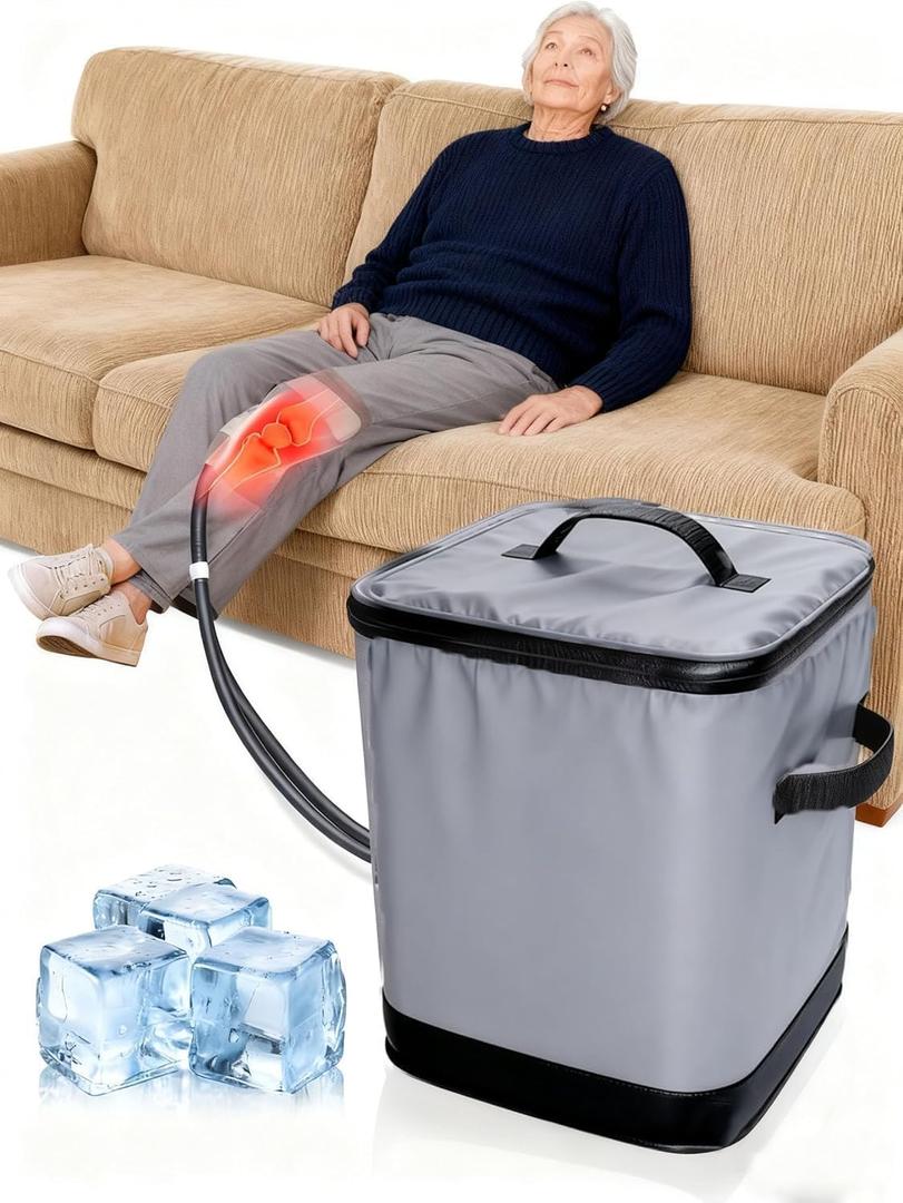 Ice Therapy Machine Cold Therapy System, Programmable Cold Compression System with Quiet Pump, Portable Unit for Arm, Ankle, Thigh, Leg Joint (Large)