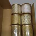 MEEDEE White and Gold Ribbon for Christmas Tree 2.5 Inch 6 Rolls 36 Yards Christmas Ribbons Gold Ribbons for Christmas Tree Decoration Garland Wire Mesh Ribbon for Wreaths
