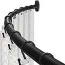 Curved Shower Curtain Rod, TOPROD Black Round Shower Curtain Rod 48-72 Inches Adjustable, Rounded Bowed Stainless Steel Shower Rods for Bathroom, Bathtub, Stall, More Shower Space, Need to Drill