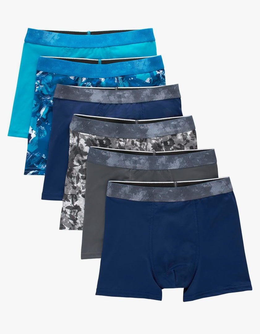 Hanes boys Performance Tween Boxer Briefs Underwear, Assorted Prints & Solids, 6-pack, Size Medium 