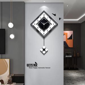 Modern Wall Clock for Living Room Decor Pendulum Large Silent Big Kitchen Wall Clock for Bedroom Black and White Decorative Office Non Ticking Battery Operated Wall Watch 26 Inch