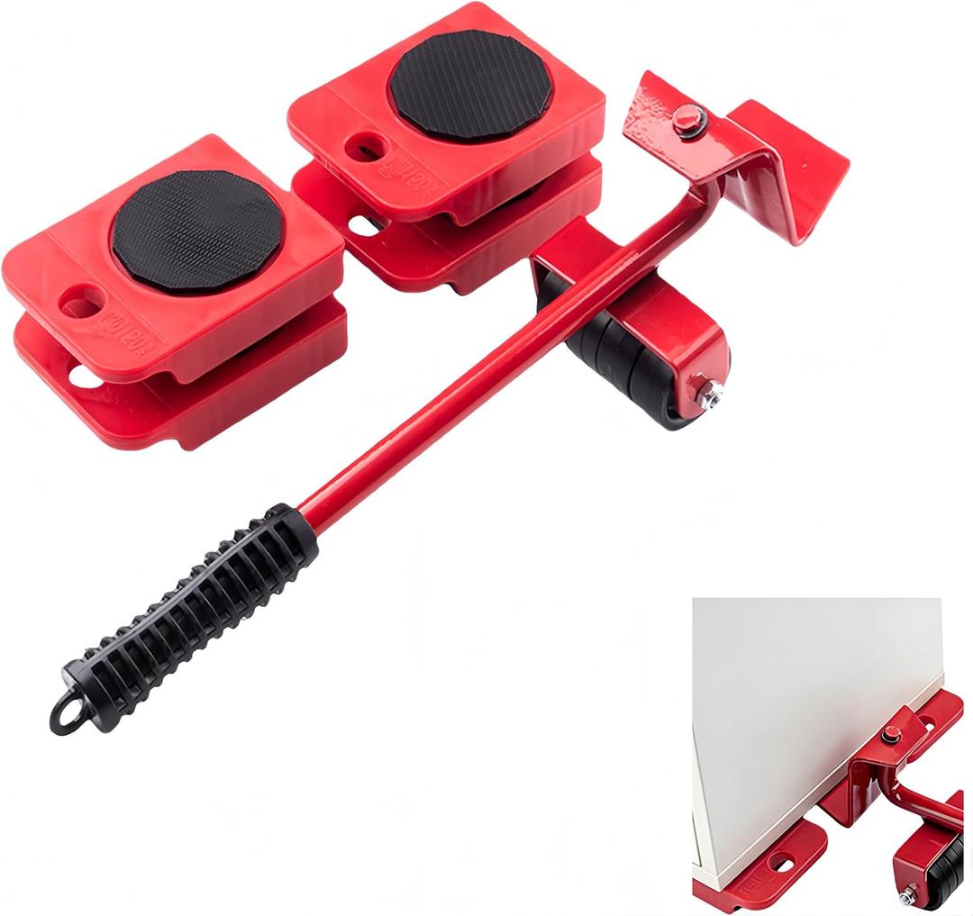 300 Lbs Capacity Heavy Furniture Dollies with Wheels Furniture Moving Tool Set (1 Lever + 4 Sliders) Appliance Lifter & Floor Protector Kit for Sofas, Fridges, Kitchen Appliances, Heavy Furniture