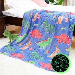 Dinosaur Blanket for Boys Girls, Soft Warm Plush Fleece Dino Throw Blanket for Couch Bed Travel, Dinosaur Toys for Kids Ages 3-10, Cute Room Decor, Glow in The Dark, Easter Basket Stuffers 50"x60"