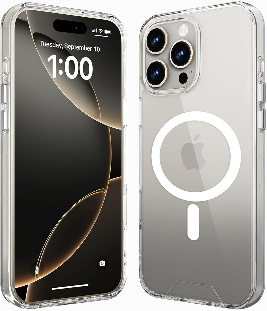 kenke for iPhone 16 Pro Max Case Clear, Anti-Yellowing Compatible with MagSafe Military-Grade Protection Shockproof, Magnetic Phone Bumper Case for iPhone 16 Pro Max 6.9 inch