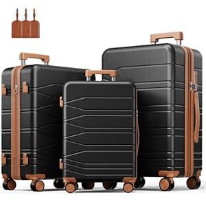 Voyzap 3 Piece Luggage Set, 20/ 24/ 28 Inch Expandable Luggage Sets with Spinner Wheels, ABS+PC Hardshell Suitcases, Suitcase Set with YKK Zipper, TSA Lock & 3 Tags