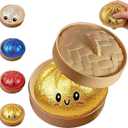 Dumpling Squishies,Giant Glitter Dumpling Box, Colorful Dumplings Stress Balls Fidget Sensory Toy, Soft Squeeze Decompression Dough Gift ,Easter Basket Stuffers (Yellow)