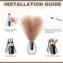 Otoolling 2 Pieces Hanging Plant Wall Decor with Artificial Pampas Grass Metal Hanging Vase Modern Geometric Farmhouse Bohemian Wall Art for Living Room Bedroom Kitchen Office(Black, Light Brown)