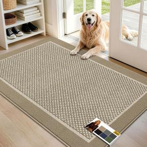 JSEI Dirt Trapper Door Mat 32"x48", Non-Slip Doormat,Beige
