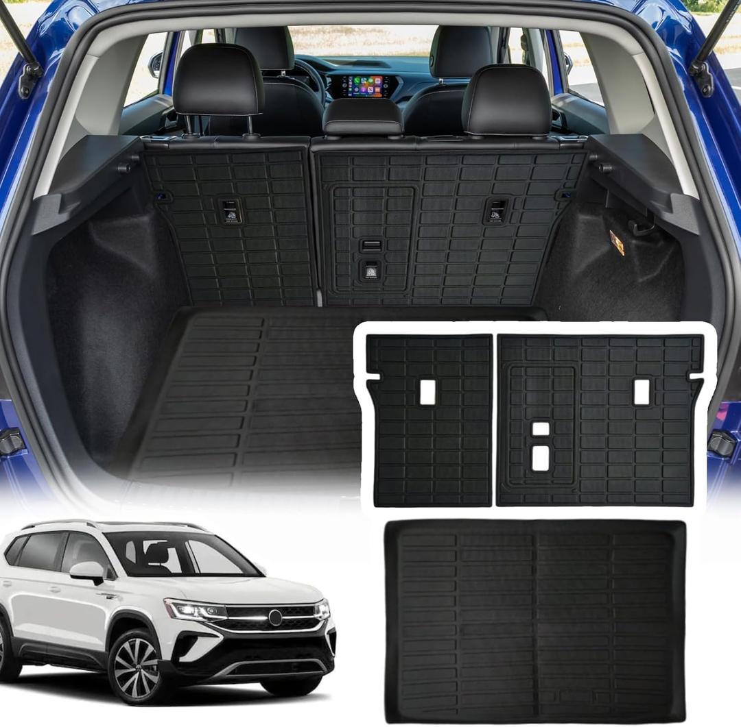 Cargo Liner Compatible with 2022-2025 Volkswagen Taos AWD Trunk Mat Back Seat Cover Protector(Not for FWD)(Backrest+Trunk Mat)