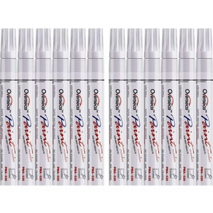 Overseas White Paint Pens Permanent Markers 12 Pcs, Oil Based Paint Markers Set, Quick Drying, Waterproof, Medium Tip Marker Pens for Metal, Rock, Wood, Plastic, Canvas, Glass, Stone, Rubber, Paper