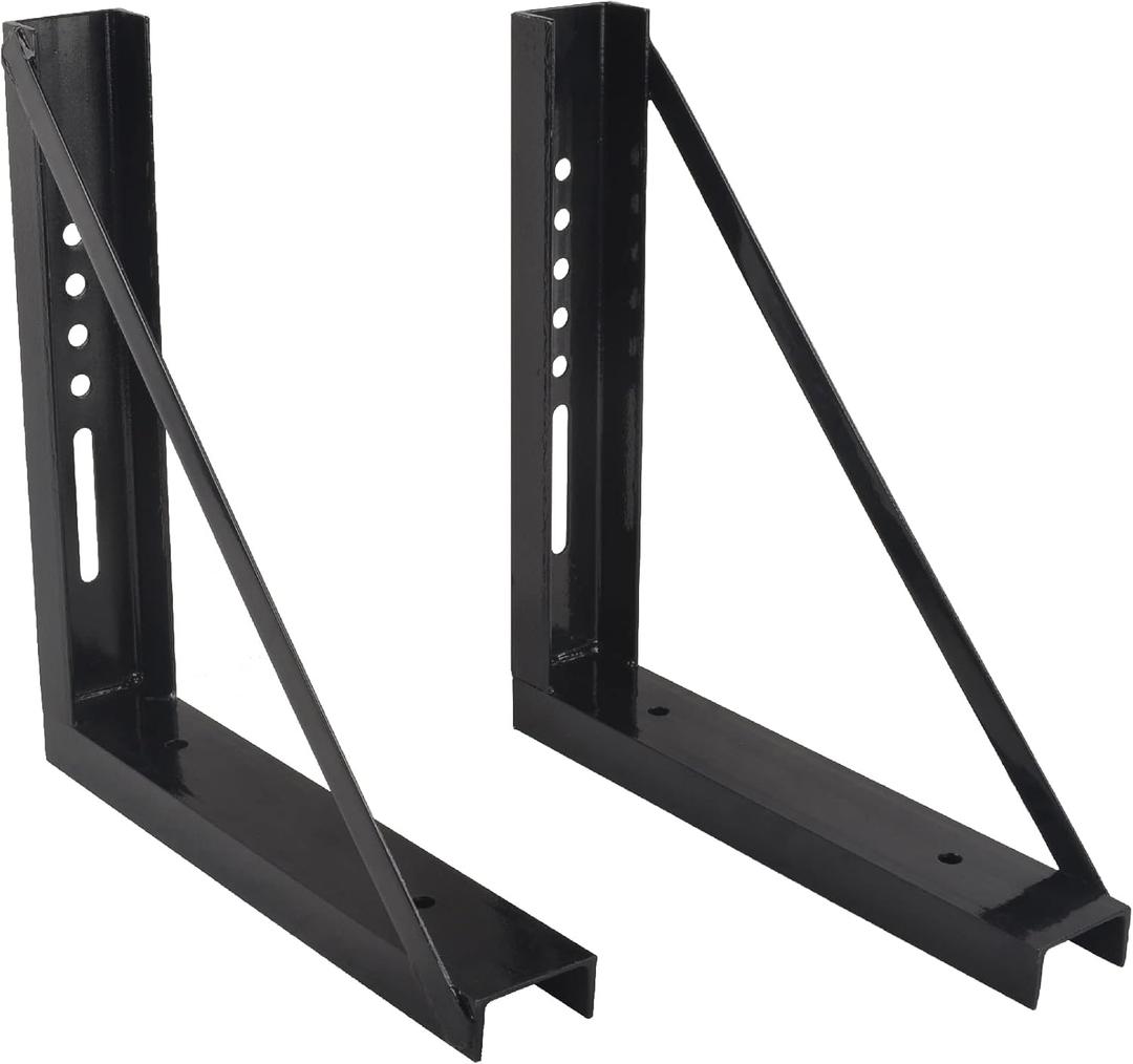 18x18 Bolted Steel Mounting Brackets for Trailer Tool Box, Set of 2- Black
