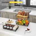 ANTOPY 3 Tier Fruit Basket with 2 Banana Hangers, Countertop Fruit Vegetable Basket Bowl for Kitchen Counter Metal Mesh Basket Fruits Stand Produce Holder Organizer for Onion Potato Bread Snack Veggie