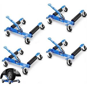 Wheel Dolly Jack, 4-Pack Aluminum Wheel Dolly Car Skate - 3000LBS Capacity,Heavy Duty Vehicle Positioning with Ratcheting Foot Pedal, Tire Jack for Car, Truck, RV, Trailer (Blue)