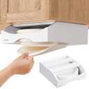 9-inch Paper Plate Dispenser Under Cabinet, Bamboo Paper Plate Holders, Kitchen Counter Vertical Plate Dispensers Holders Countertop Caddy(For 9-inch Plates, White)