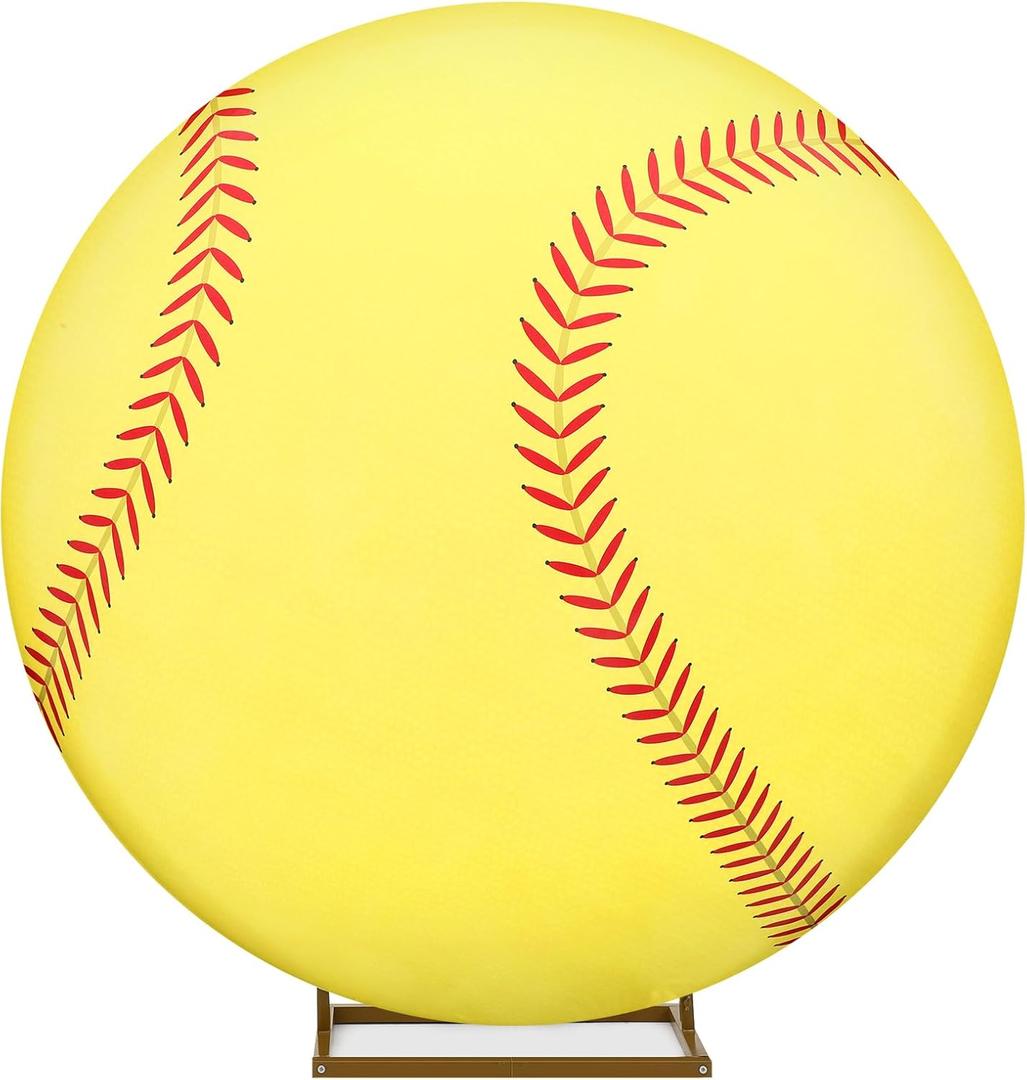 VitalCozy 6.5Ft Round Spandex Backdrop Cover - Sports Theme Arch Backdrop for Party & Photography - Birthday Decoration, No Stand or Balloons Included (Yellow and White) VitalCozy 6.5Ft Round Spandex Backdrop Cover - Sports Theme Arch Backdrop for Party & Photography - Birthday Decoration, No Stand or Balloons Included (Yellow and White)