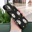 LEECG for iPhone 12 Mini Case, Astronaut Floral Butterfly Print Creative Design Phone Cover Anti Scratch Soft Microfiber Lining Liquid Silicone Phone Case 12 Mini-Daisy Black