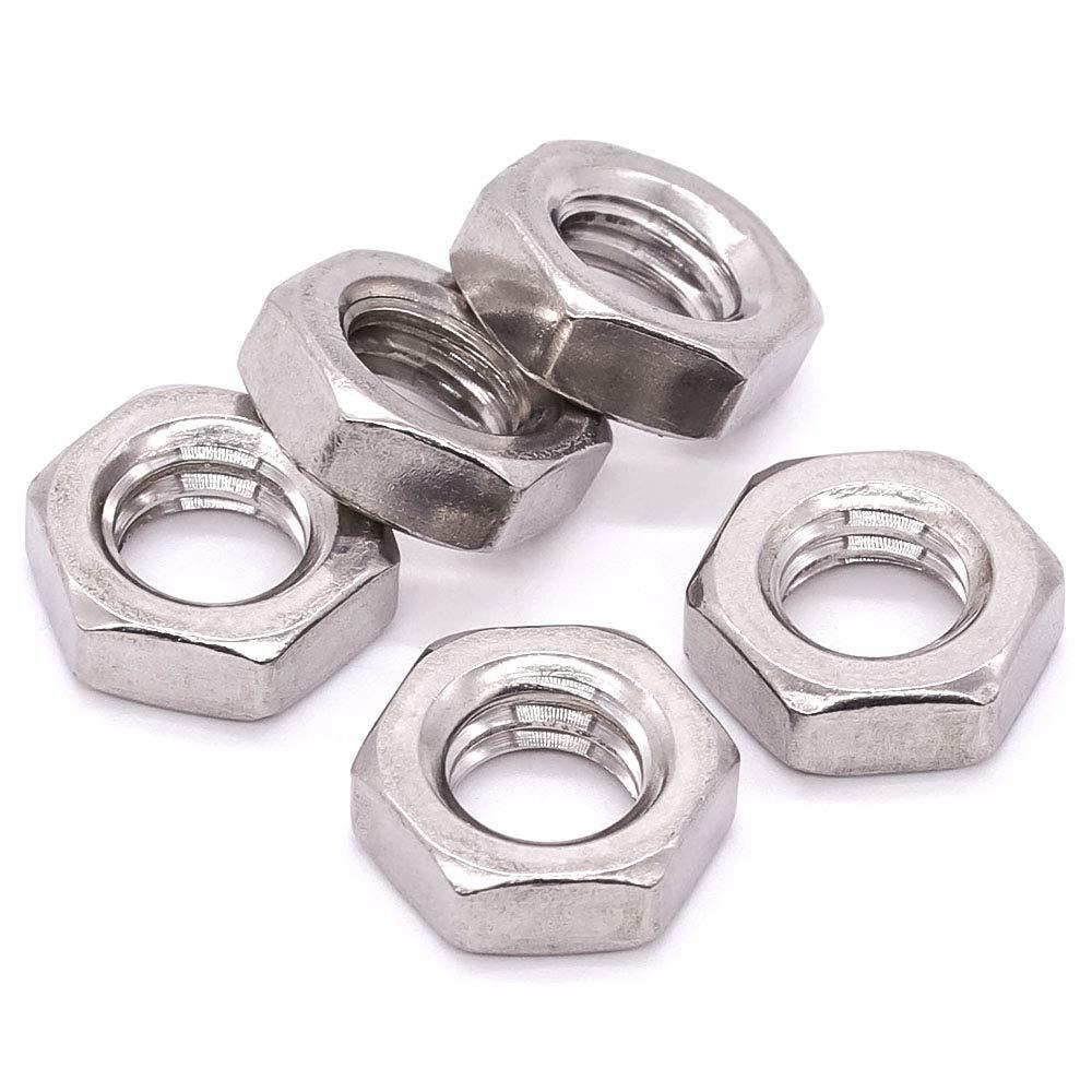 3/8-16 UNC Stainless Steel Thin Hex Nuts Hexagon Jam Nuts, 304 Stainless Steel 18-8, Full Thread, Coarse Thread, 25 PCS