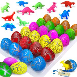 24 Pcs Large Hatching Dinosaur Eggs Dinosaur Birthday Party Favors, Kids Toddlers Goodie Treat Bag Stuffers, Carnival Classroom Prizes, Treasure Box Toys, Boy Girl Grow in Water Dinos Egg Science Kits (Multicolor)