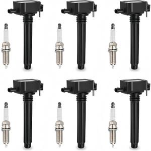 6 Pack UF648 Ignition Coil Pack and Spark Plugs Fits For Dodge Journey Charger Challenger Avenger Durango Ram C/V Ram Promaster Chrysler 200 300 Jeep Wrangler Cherokee VW Routan 3.6 L 3.2 L V6