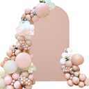 Fivenl Spandex Fitted Wedding Arch Cover, Cameo Brown, 7.2FT Round Top Chiara Backdrop Stand Cover