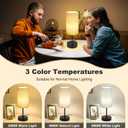 Unicozin Table Lamp, 3 CCT 3000K/4500K/6500K & RGB Color Changing, Stepless Dimmable Small Bedside Lamp for Reading, Ambience Nightstand Light for Home Decor Party, Beige Shade