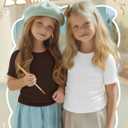 3 Pack Toddler Girl Shirts Baby Girl Cotton Basic Tee Cute Ribbed T-Shirt Kids Short Sleeve Tops Clothes Ages 18M-5T (Brown)