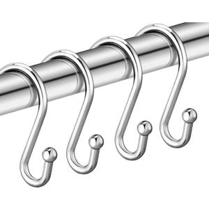 Silver Shower Curtain Hooks,Rust Proof Shower Curtain Rings for Bathroom,Set of 12 CHICTIE Chrome S Shaped Decorative Shower Curtain Hooks Hangers for Bathroom Curtains,Clothing, Towels, etc