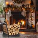 Firewood Rack for Indoor Outdoor Usage, Trapezoid Firewood Holder with 2 Hanging Hooks, Heavy Duty Wood Rack for Outdoor Patio, Black