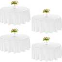 4 Pack 120 Inch White Polyester Round Table Cloth Washable Fabric Table Covers for Wedding Dining Table Buffet Parties Banquet Decor