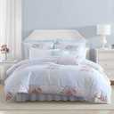 Laura Ashley - Queen Comforter Set, Soft Cotton Bedding with a Medium Weight 7 Piece Bed Set with Matching Pillowcases, Euro Shams & Bonus Throw Pillow Covers (Hope Patchwork Blue)