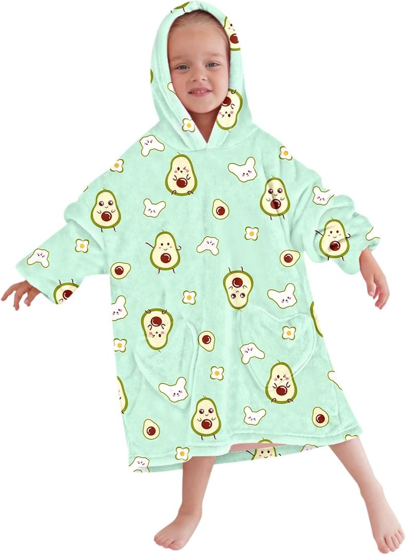 Fiosnow Avocado Blanket Hoodies for Kids Toddler 2-6YR Oversize Wearable Blanket Hoodies for Boys Girls