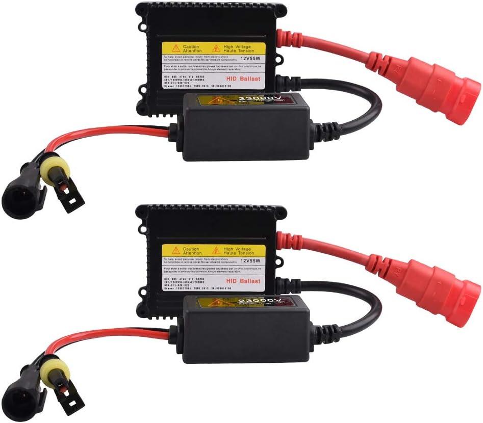 2PCS DC 12V 55W Super Slim HID Ballast Kit Fast Start Universal Xenon Headlight Ballast for H1/H3/H4/H7/H8/H9/H11/H13/9003/9005/9006/9007