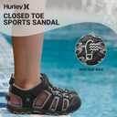 Hurley Kid's and Toddlers Water Sandals - Beach Sandals for Boys and Girls, Lightweight Durable Closed Toe with Adjustable Upper for Outdoors, Water Play and Pool Champ (Black)