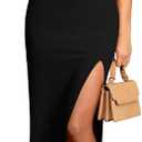 Pink Queen Women's One Shoulder Sleeveless Cutout Side Slit Bodycon Maxi Long Dress, M