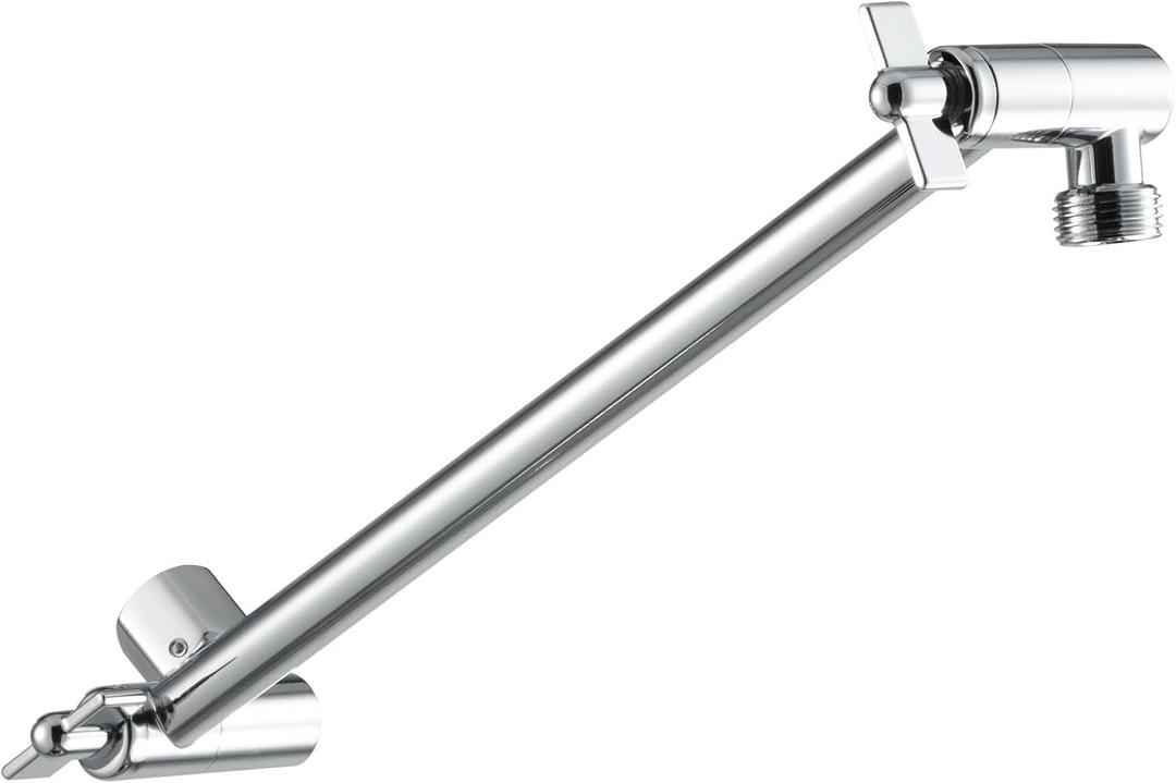 OFFO Shower Head Extension Arm, 11 in Shower Extension Arm with Locking Nut, Adjustable Height and Angle Shower Arm Extender, Universal G1/2 Connector for Fixed and Handheld ShowerHead, Chrome