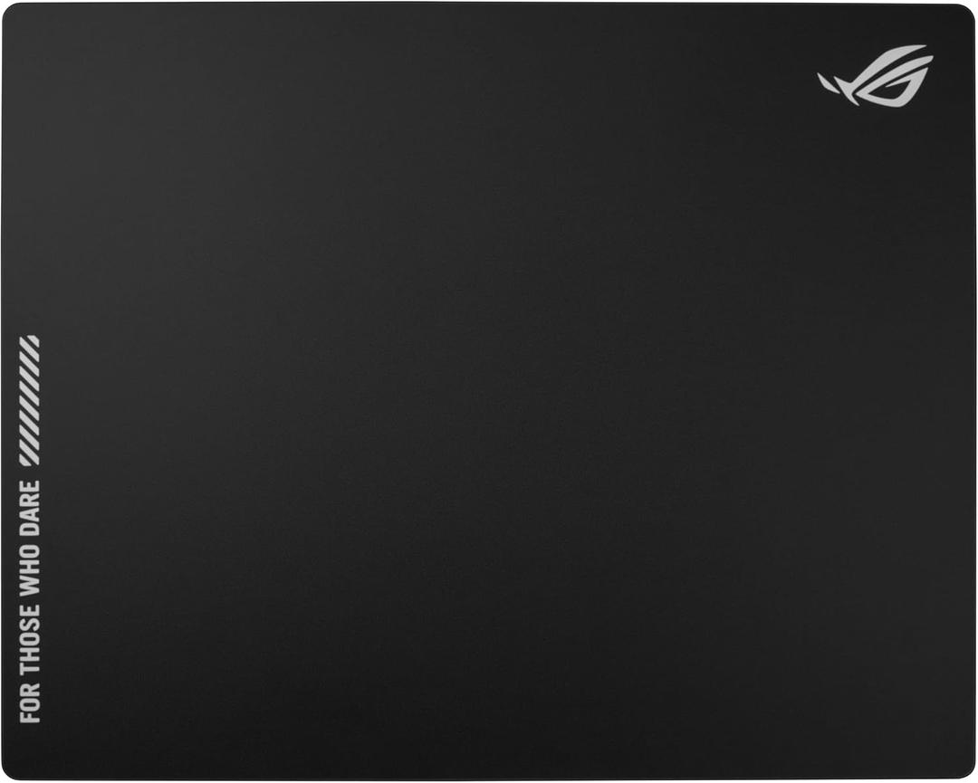 ASUS ROG Moonstone Ace L Glass Gaming Mouse Pad 19.7 x 15.7, Ultra-Smooth Matte Tempered Glass for Quiet Ultrafast Glides, Impact/Scratch Resistant, Easy to Clean, Anti-Slip Silicone Base - Black