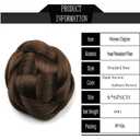 Synthetic Hair Chignon Scrunchie Natural Hair Braided Bun Donut Hairpieces Clip in Hair Bun Extensions Updo Space Bun for Women Beauty (Dark Brown/Auburn brown)